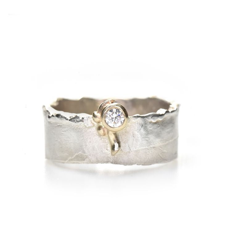 Vintage Silver Forged Zirconia Ring