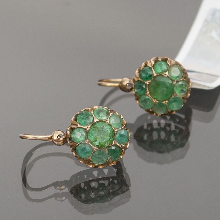 Vintage Rounded Green Glass Earrings