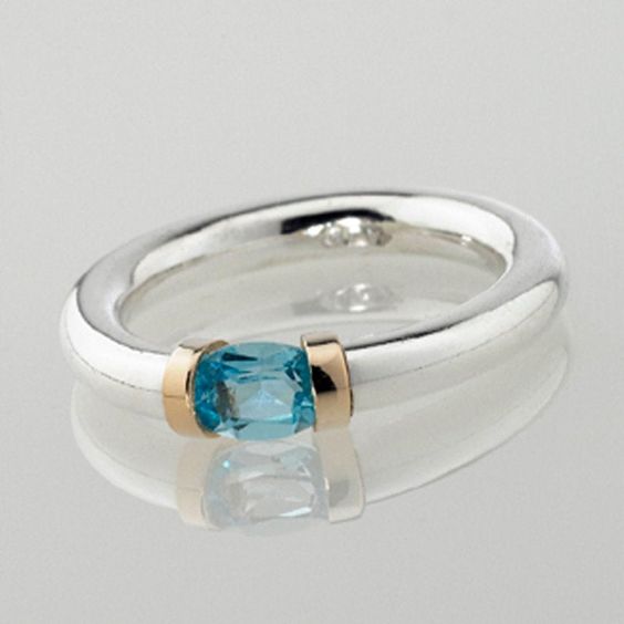 Vintage Silver & Blue Crystal Ring