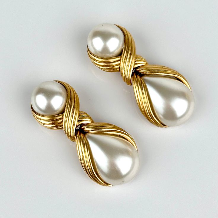 Vintage Braided Pearl Golden Earrings