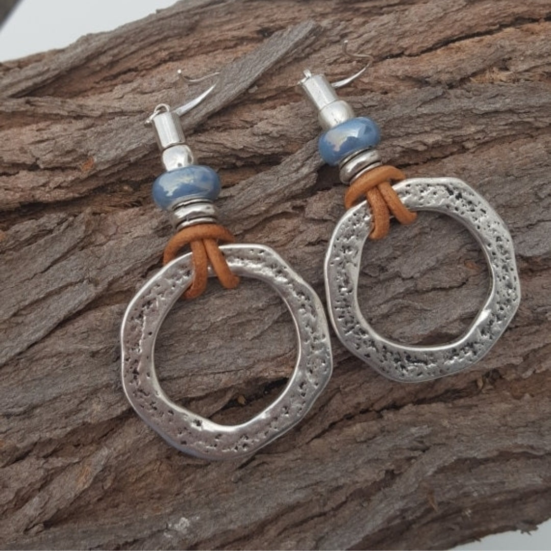 Vintage Boho Silver Circle Earrings