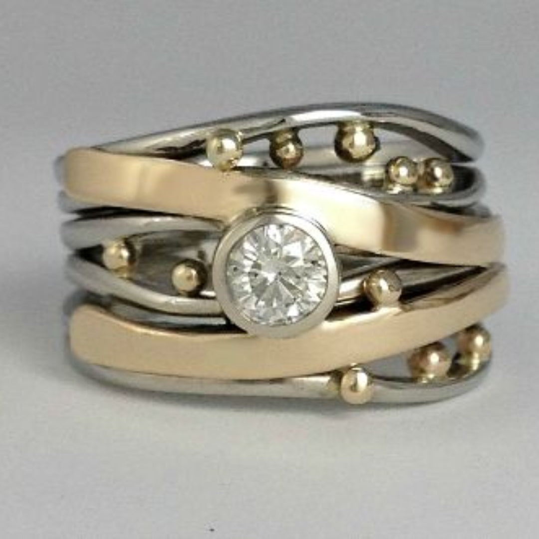 Vintage Gold Inlaid Zirconia Ring