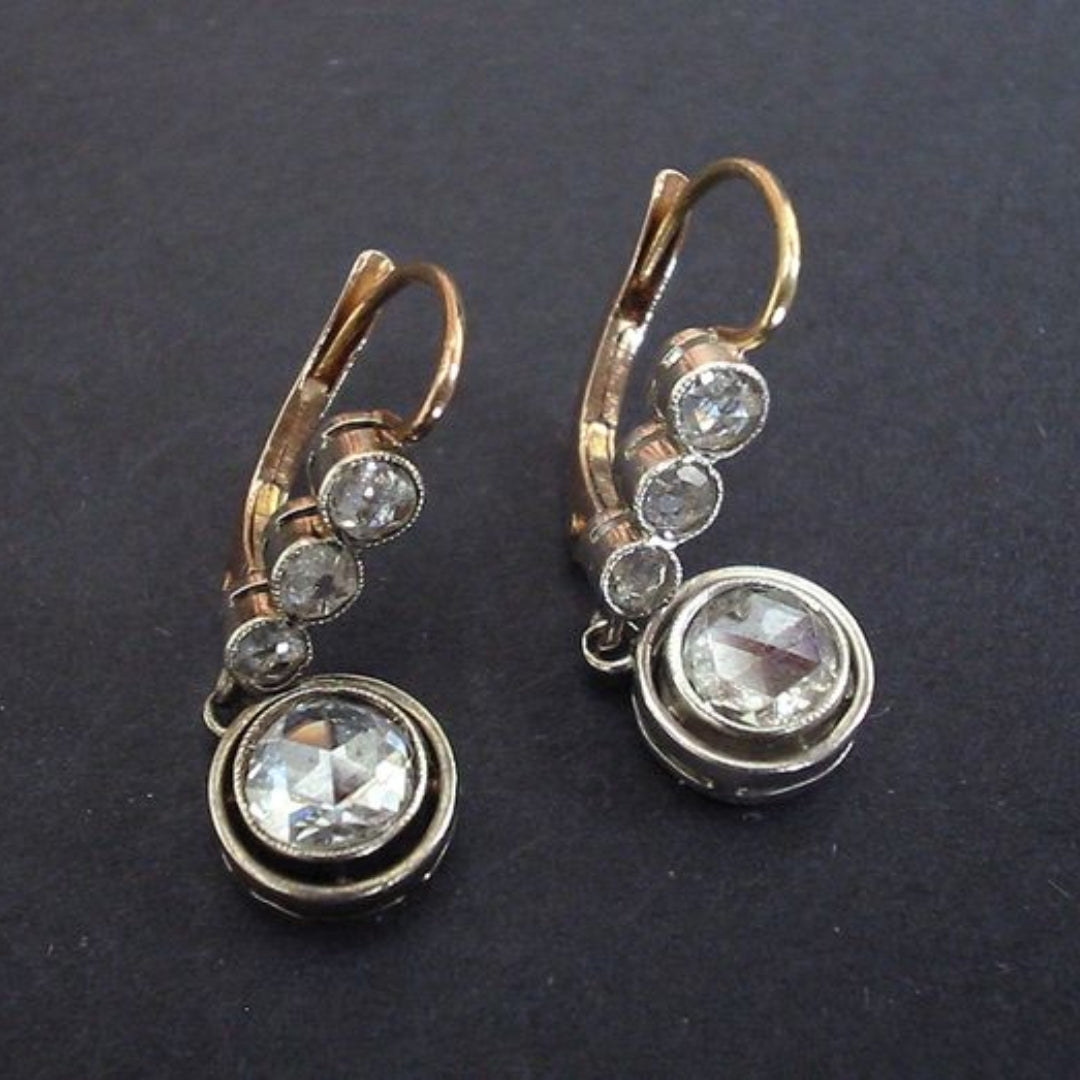 Vintage Zirconia Golden Earrings