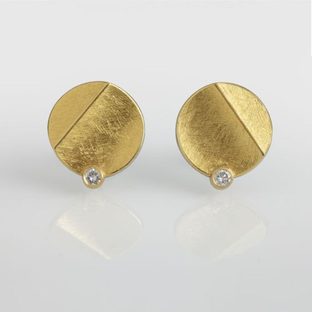 Vintage Rounded Zirconia Gold Earrings