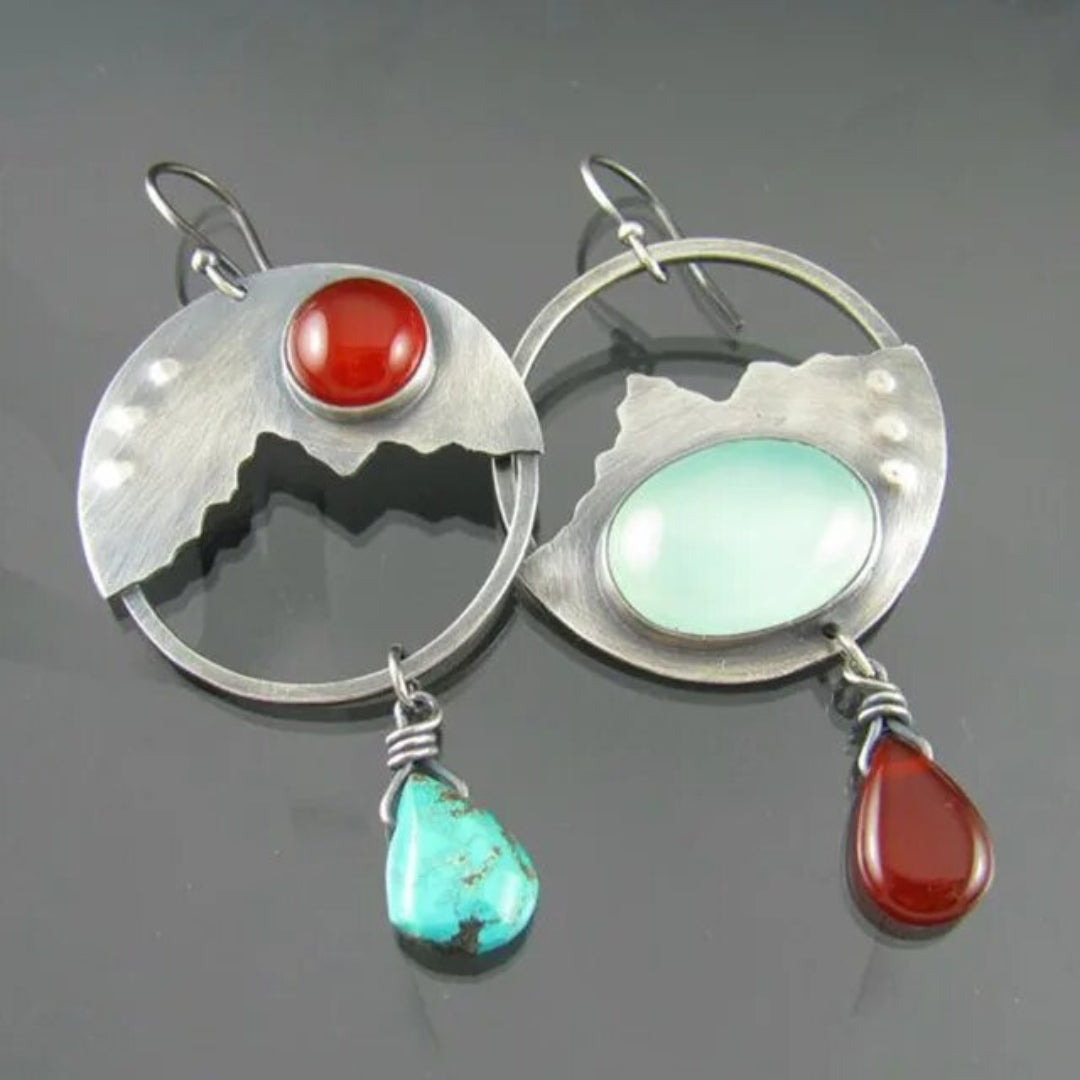 Vintage Red & Blue Stone Earrings