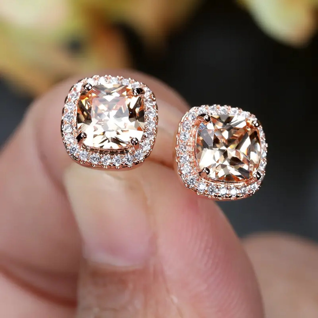 Cubic Glass Stud Earrings