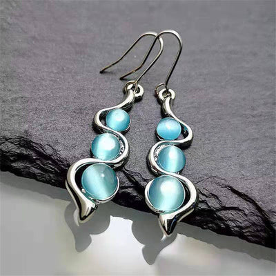 Blue Crystal Boho Earrings in Silver