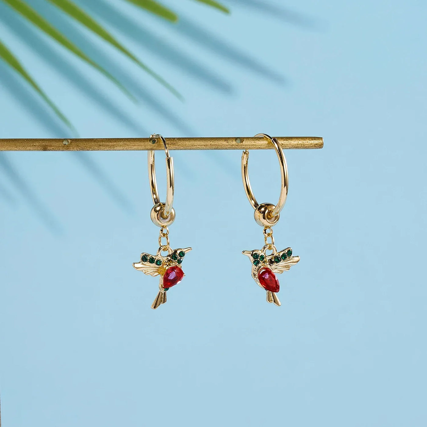 Limited Edition Flying Hummingbird Earrings with Zirconia Inlay