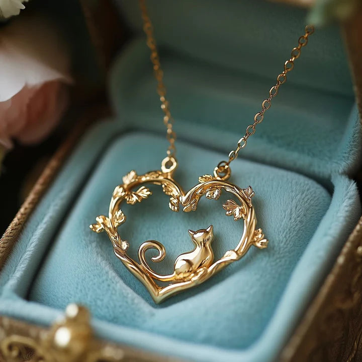 Exotic Golden Love Kitty Necklace