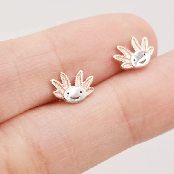 Axolotl Stud Earrings in Sterling Silver