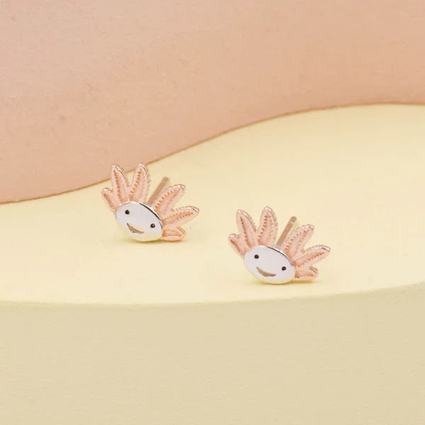 Axolotl Stud Earrings in Sterling Silver