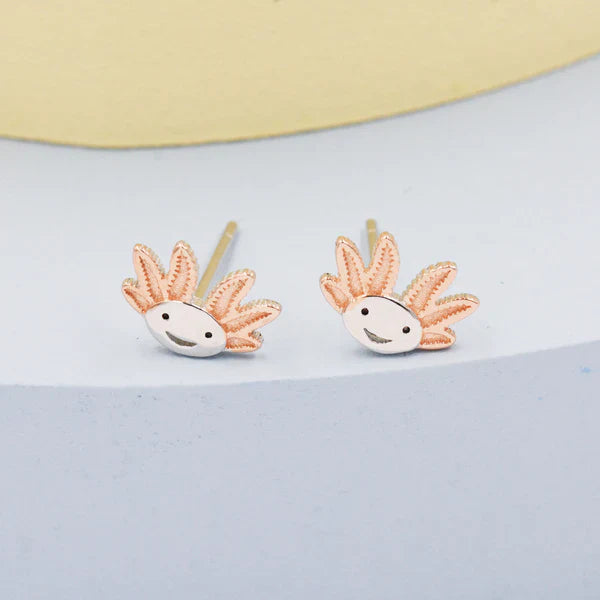 Axolotl Stud Earrings in Sterling Silver