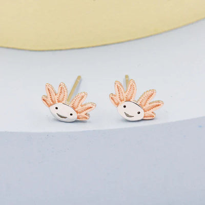 Axolotl Stud Earrings in Sterling Silver