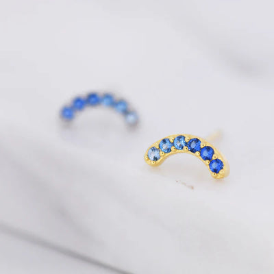 Sapphire Blue Arch Stud Earrings