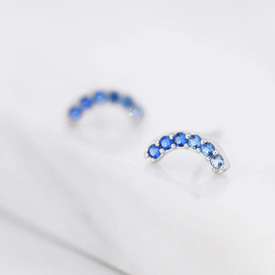 Sapphire Blue Arch Stud Earrings