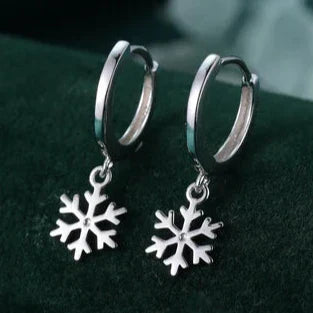 Snowflake Huggie Hoop Earrings