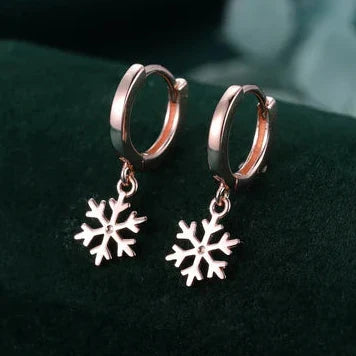 Snowflake Huggie Hoop Earrings