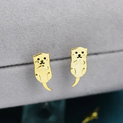 Otter Stud Earrings in Sterling Silver