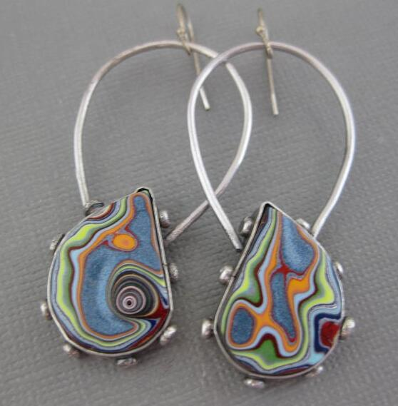 Colorful Plated Earrings in Silver