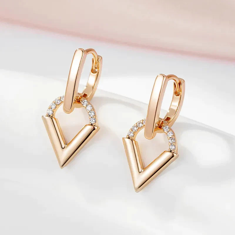 Elegant Bright Triangle Gold Earrings