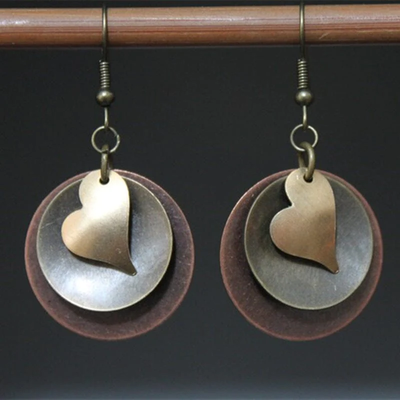 Vintage Golden Heart Rounded Earrings