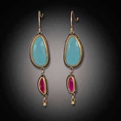Vintage Dangling Colorful Stones Earrings