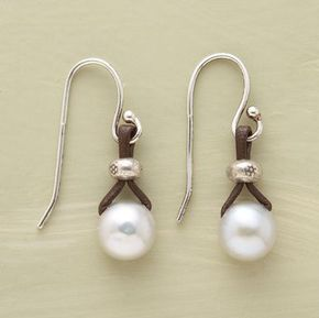 Vintage Pearl Drop Leather Earrings