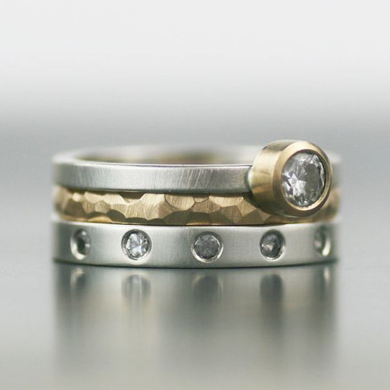 Vintage Layered Gold & Silver Zirconia Ring