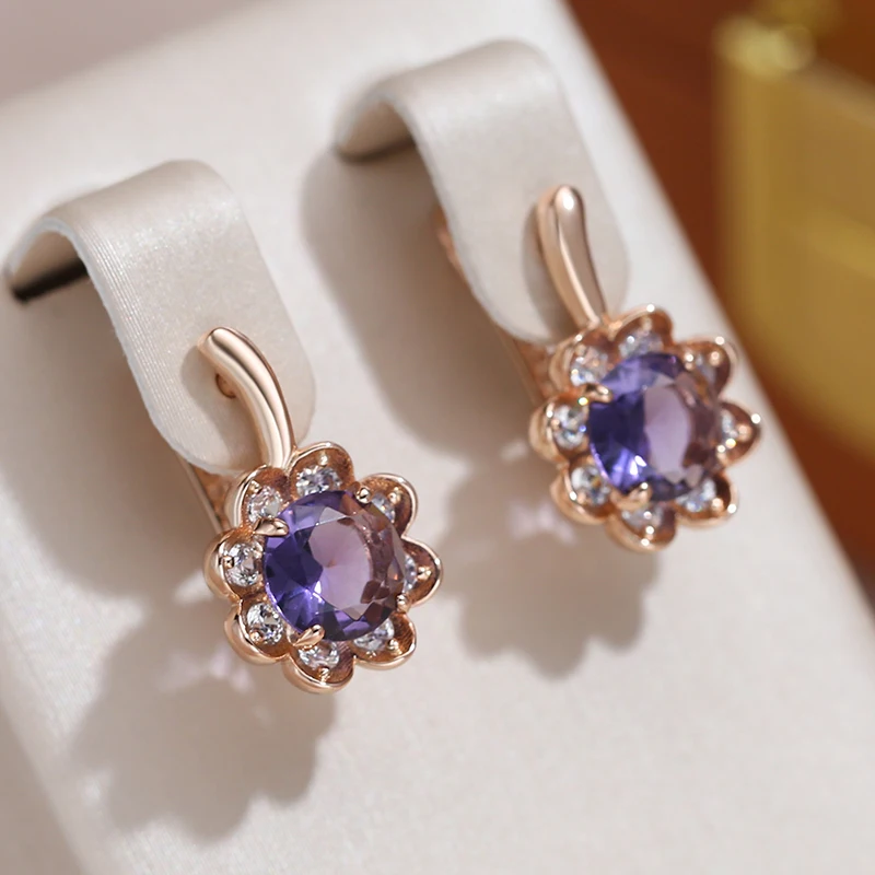 Elegant Purple Flower Earrings