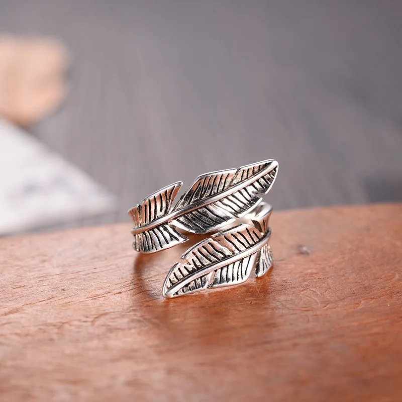 Vintage Leaf Silver Open Ring