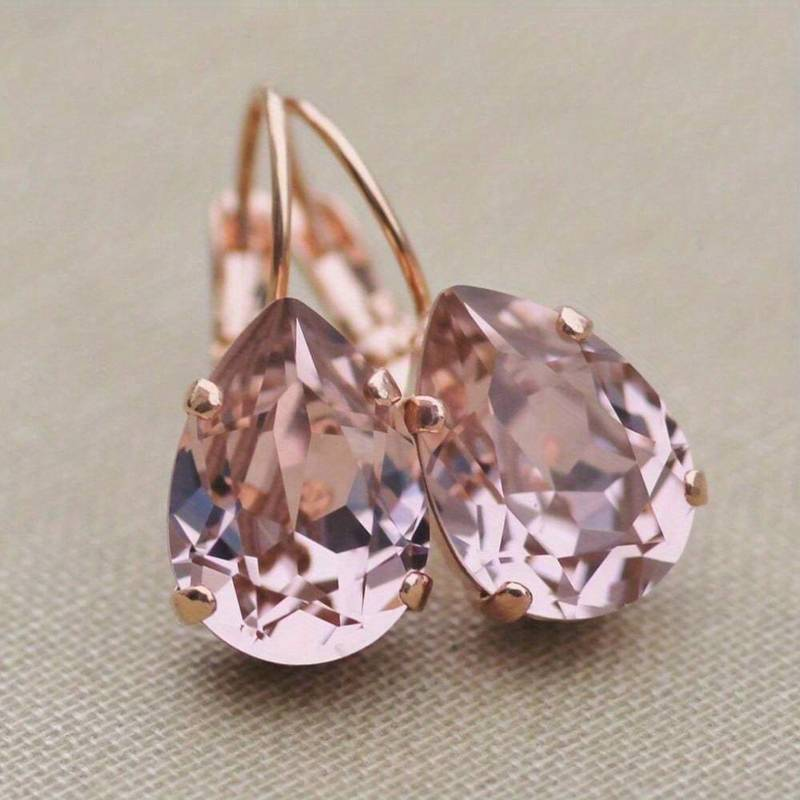 Vintage Pink Crystal Drop Earrings