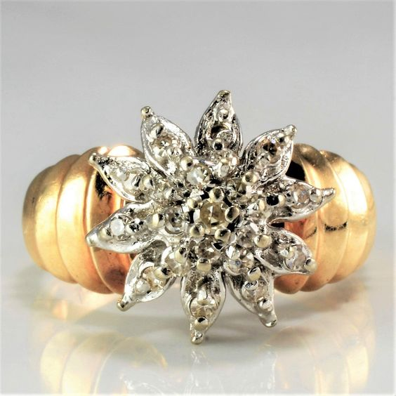 Vintage Crystal Flower Gold Ring