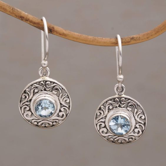 Vintage Dangling Blue Crystal Earrings