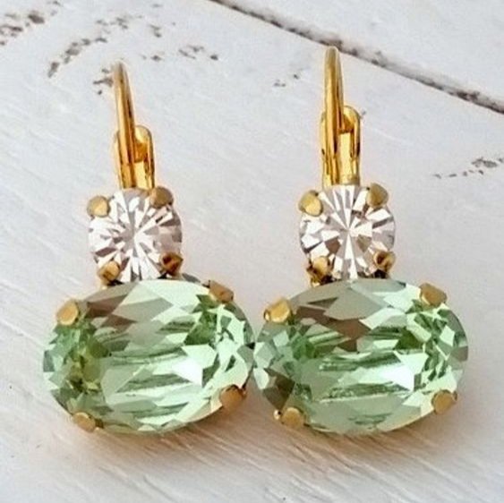 Vintage Green Crystal Earrings