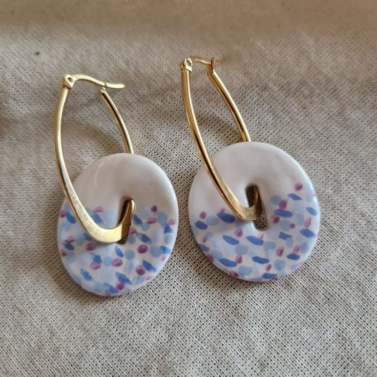 Vintage White Button Earrings