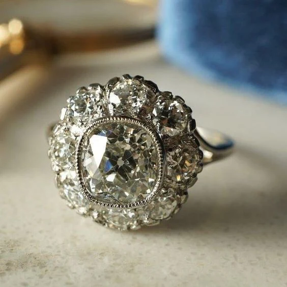 Vintage Crystal Silver Ring