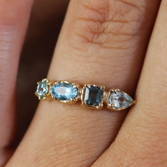 Vintage Blue & Green Glass Ring