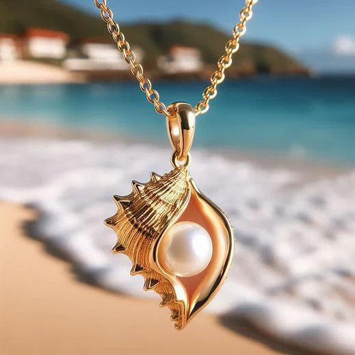 Golden Pearl Shell Necklace