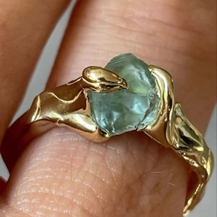 Green Forged Gold Ring