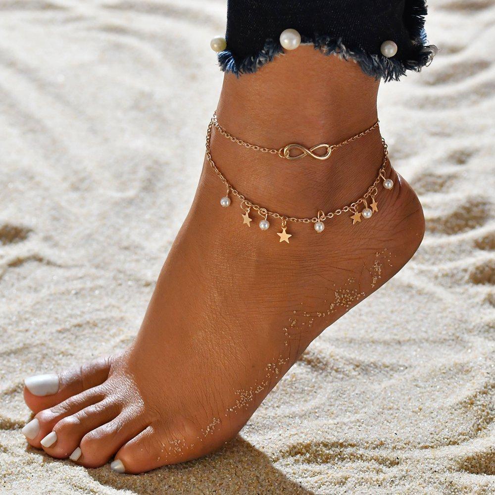 Infinity Anklet Bracelet + Pearls and Stars